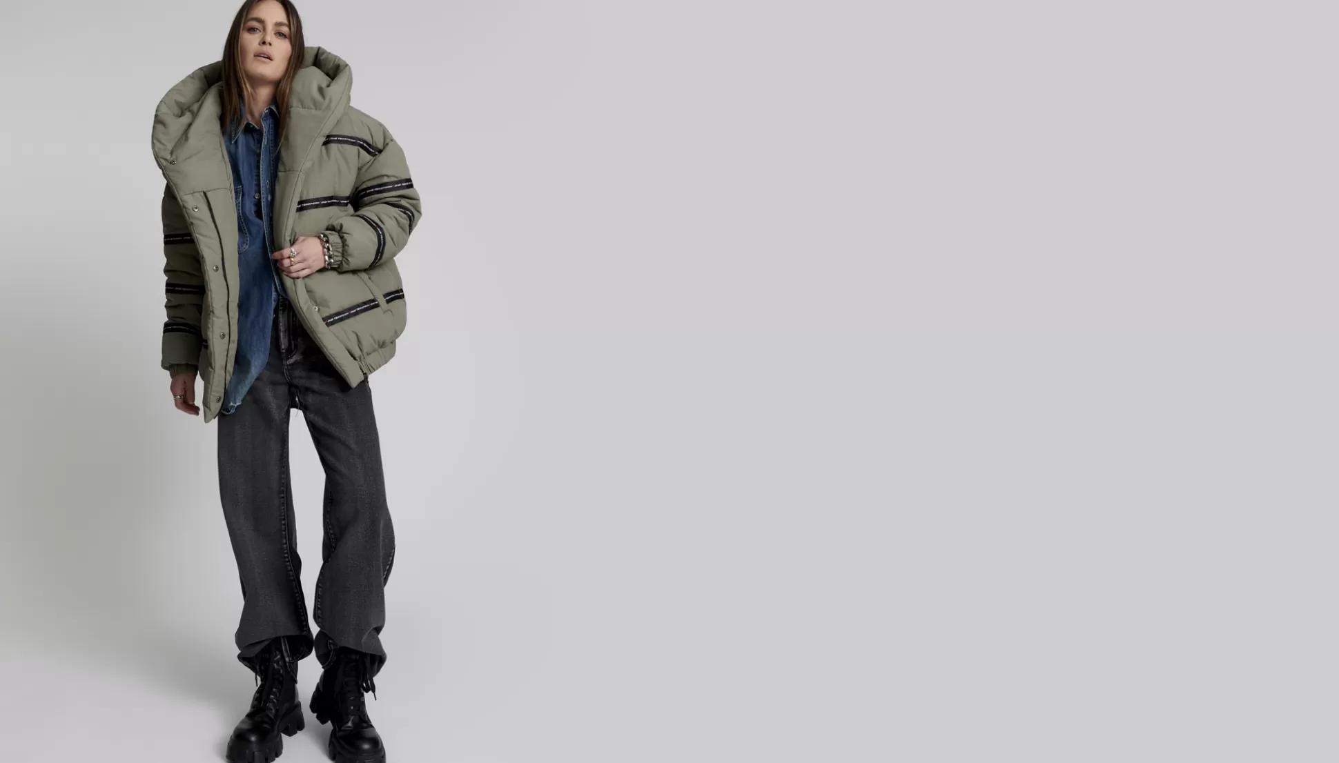 Shop ONE TEASPOON Addicted Khaki Puffa Jacket