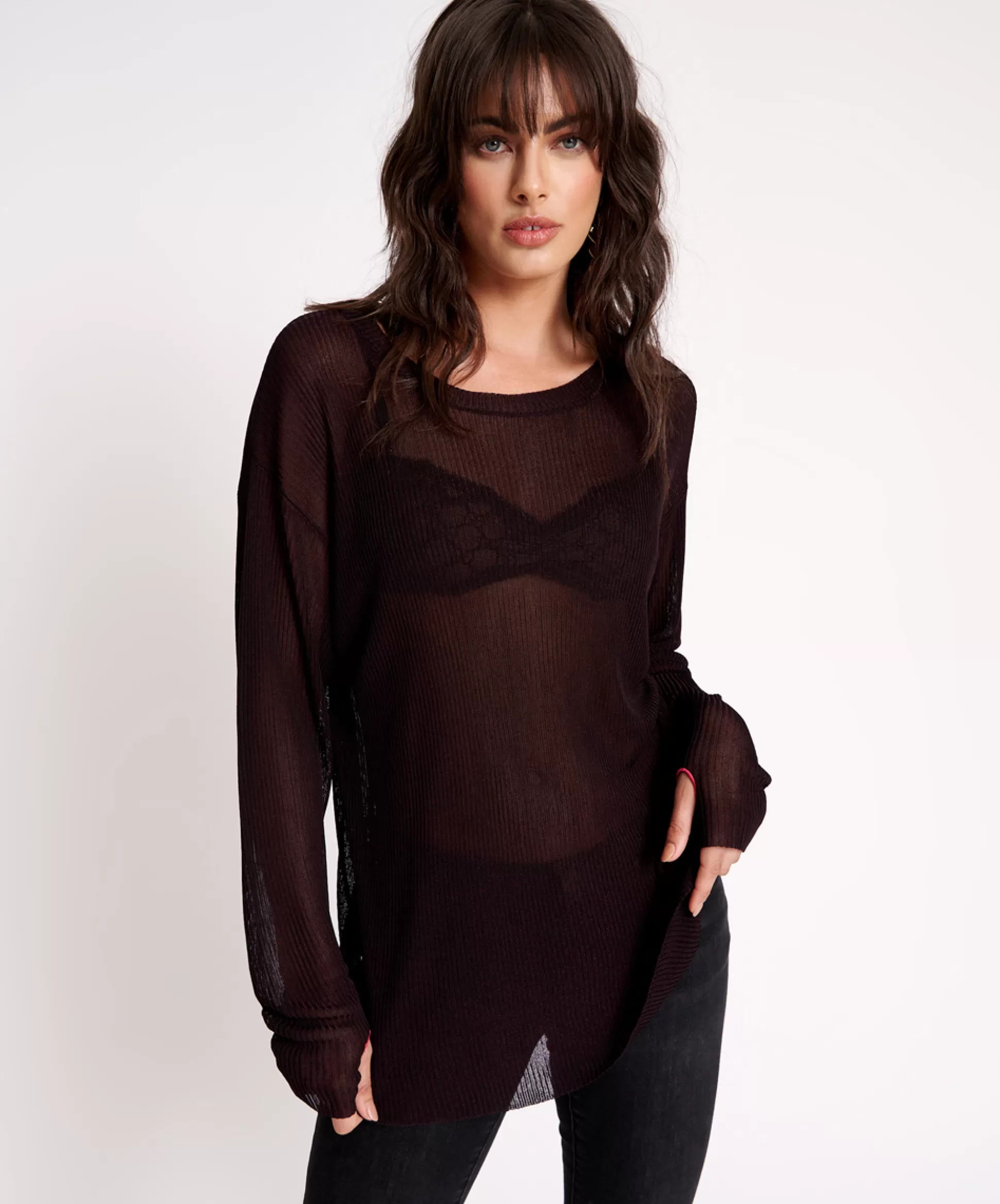 Best ONE TEASPOON Amity Sheer Rib Knit Top