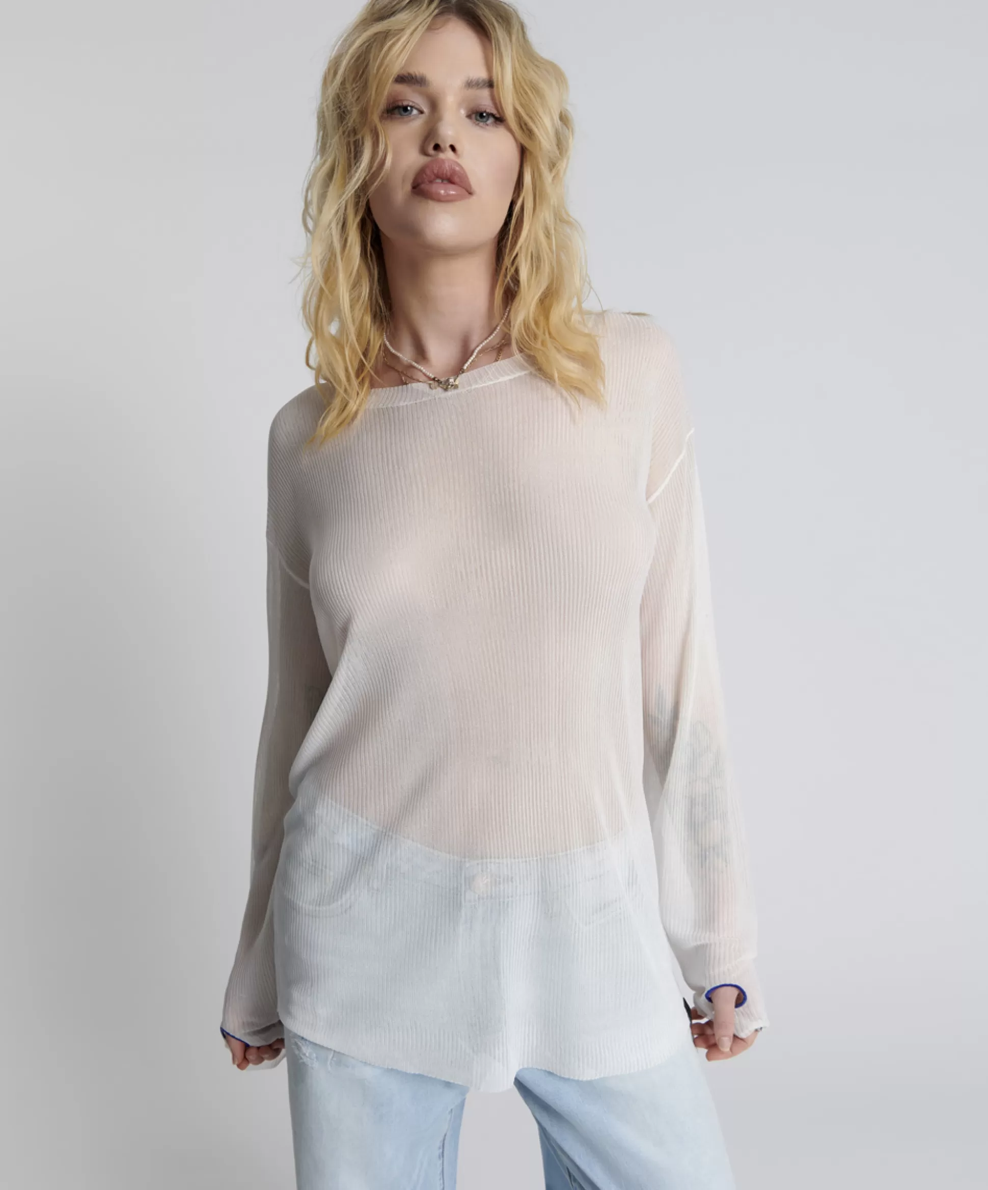 Fashion ONE TEASPOON Amity Sheer Rib Knit Top