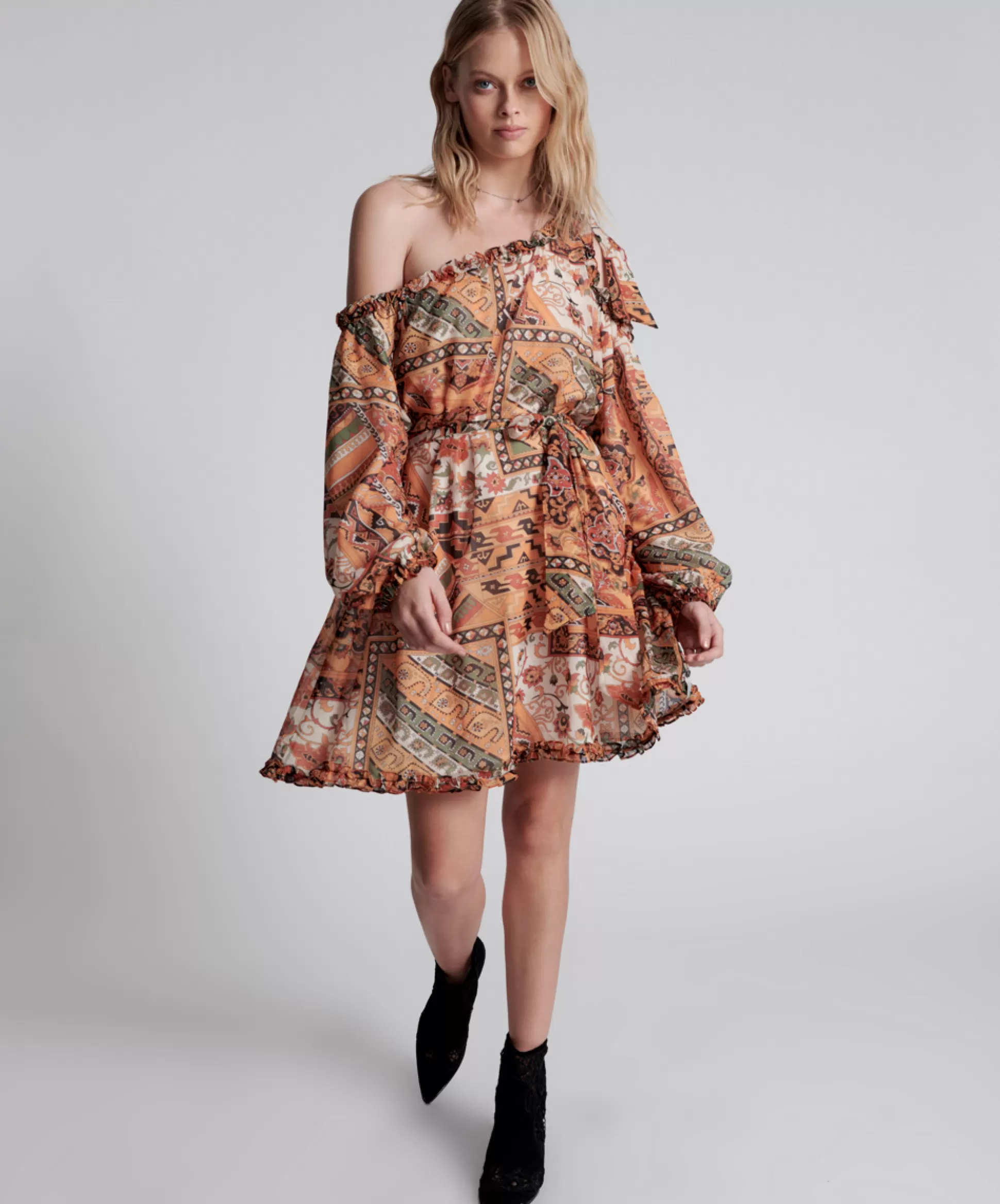 Hot ONE TEASPOON Bazaar Paisley One Shoulder Dress