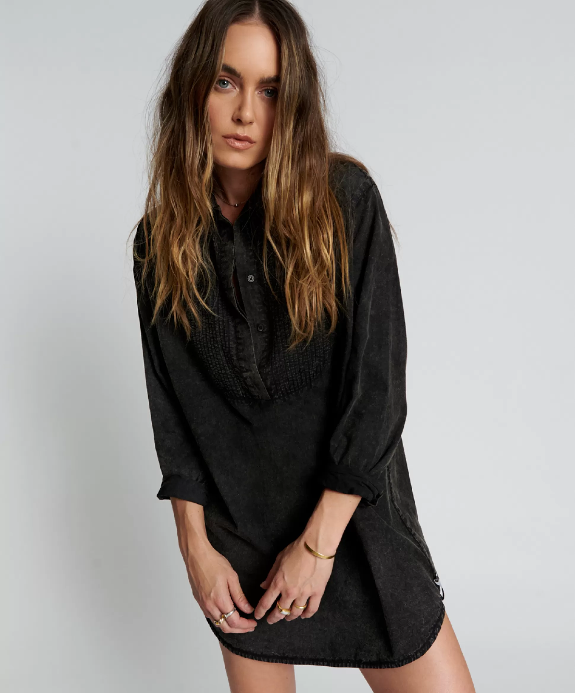 Store ONE TEASPOON Blackout Tuxedo Shirt Dress