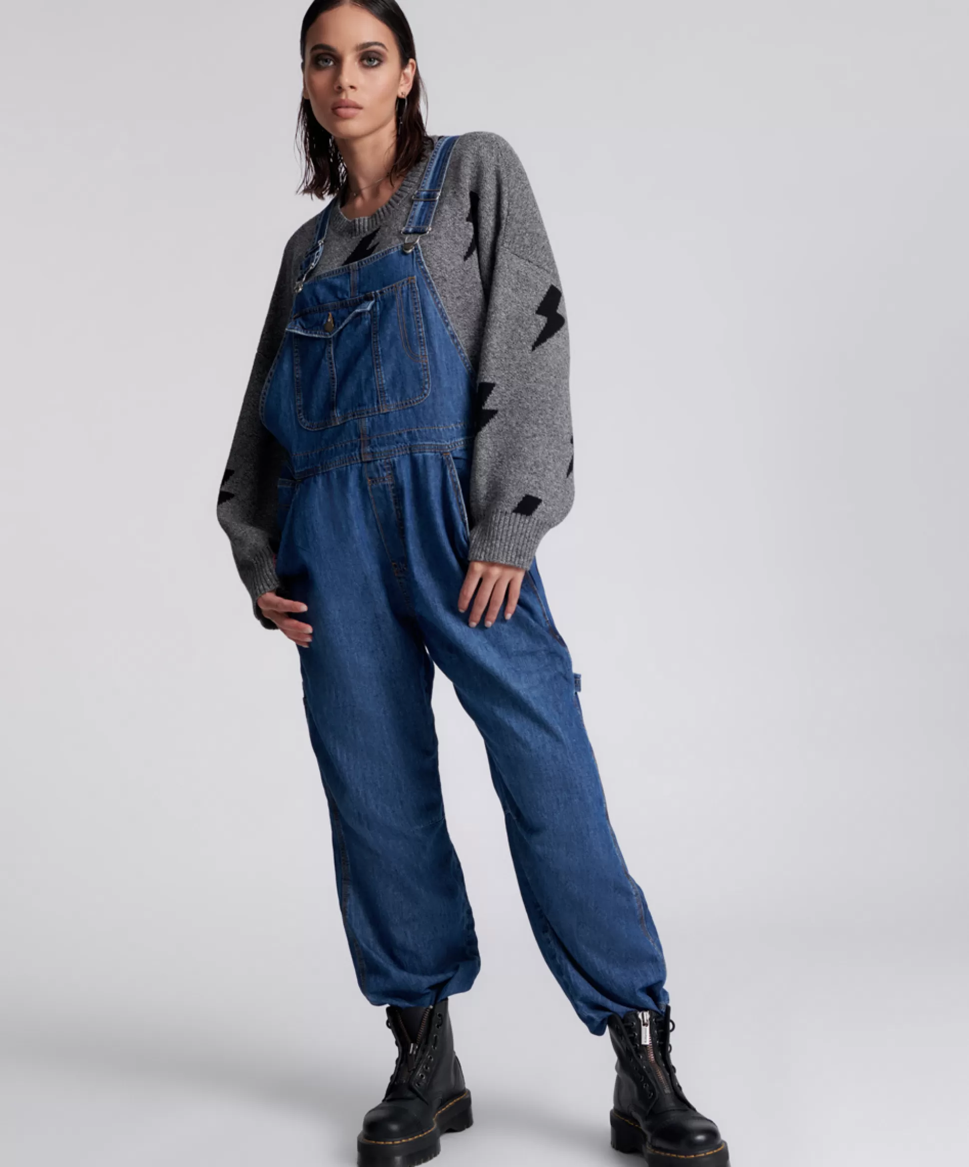 Shop ONE TEASPOON Blue Night Stanton St Oversized Overalls