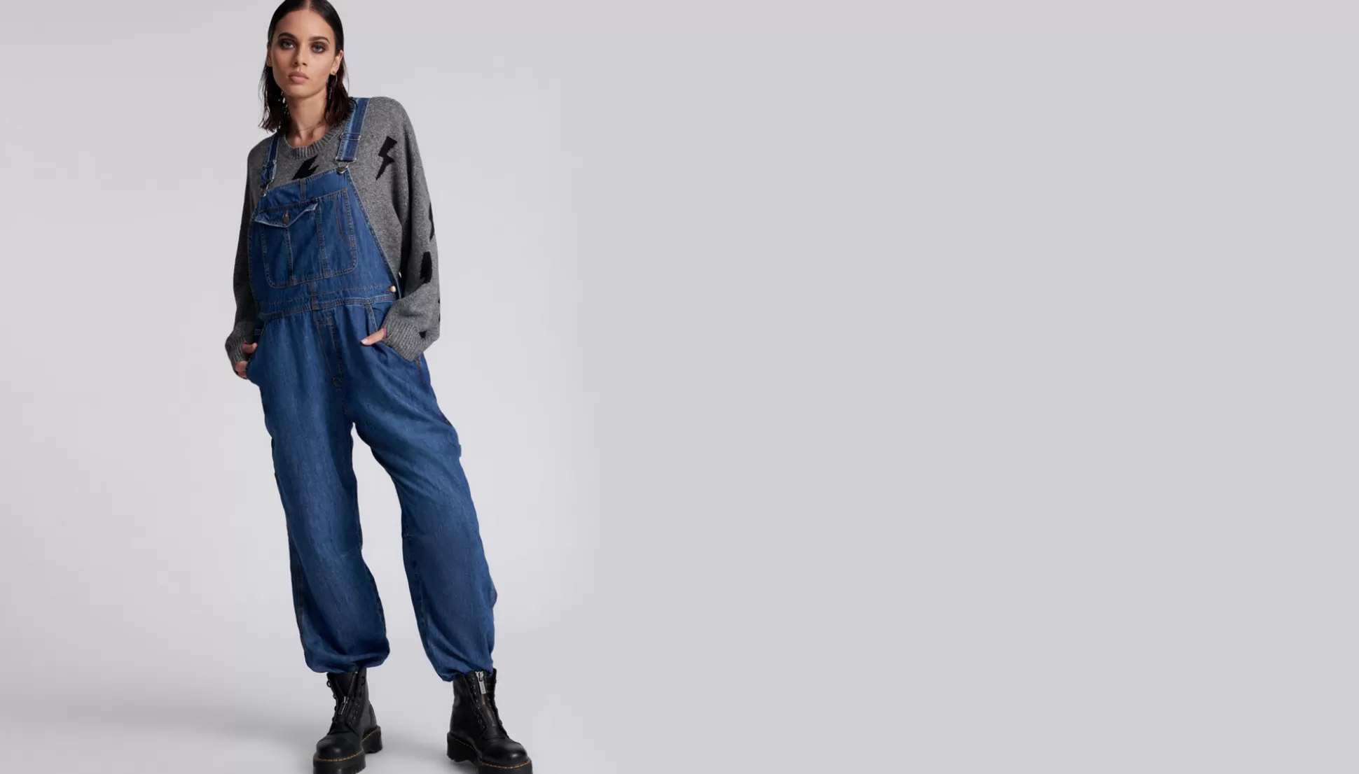 Shop ONE TEASPOON Blue Night Stanton St Oversized Overalls