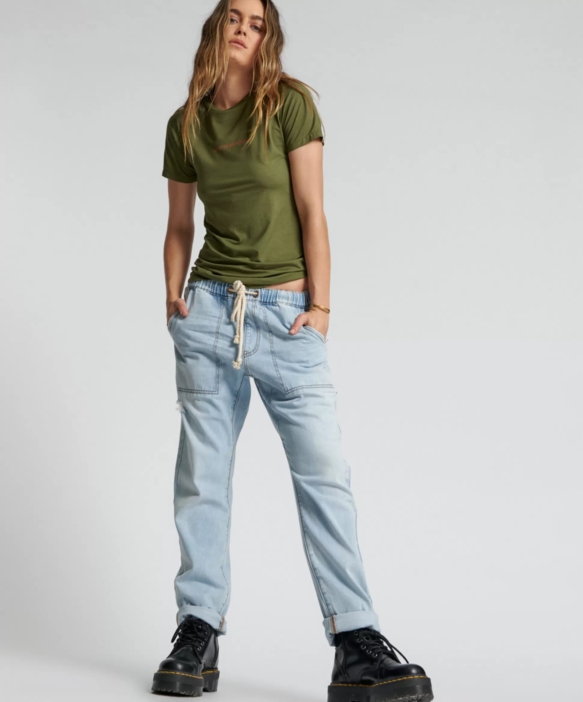 New ONE TEASPOON Casanova Shabbies Drawstring Boyfriend Jeans