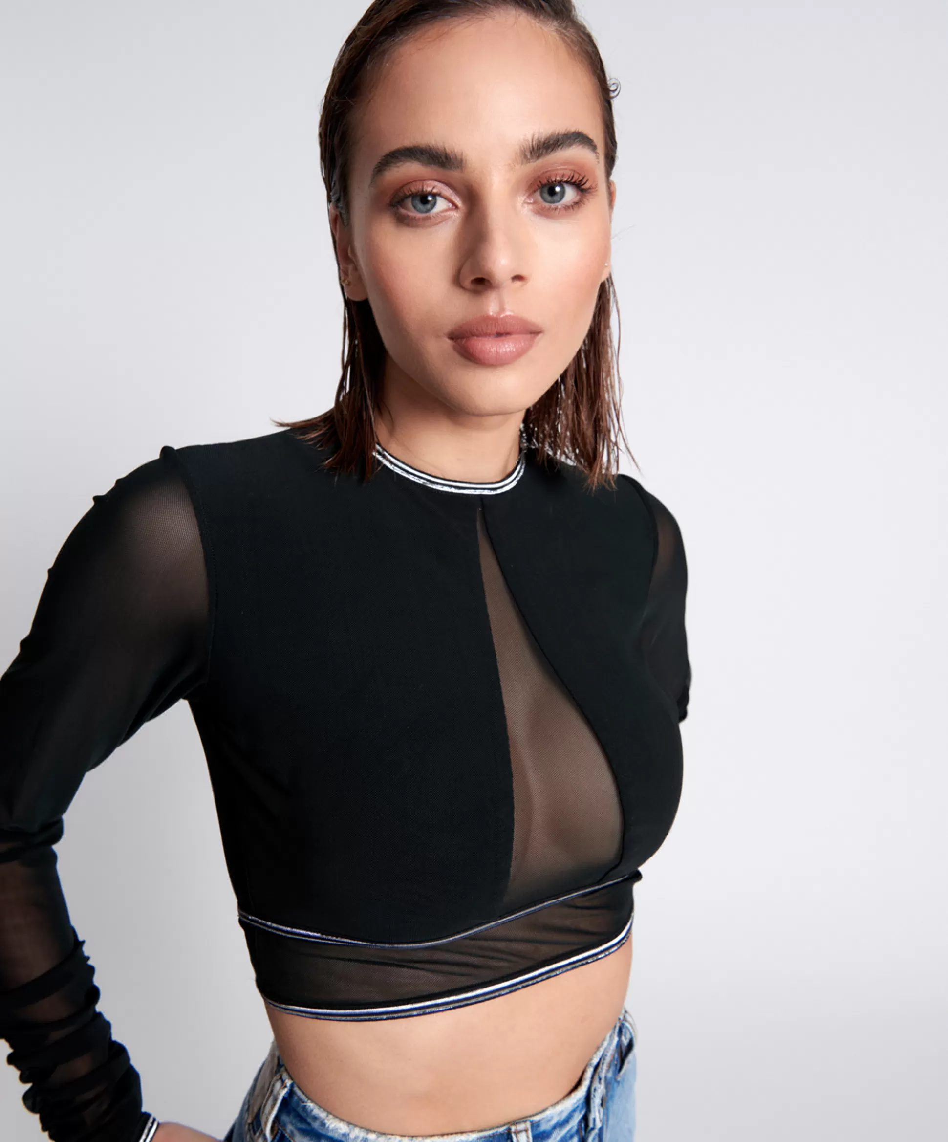 Sale ONE TEASPOON Dominator Mesh Longsleeve Top