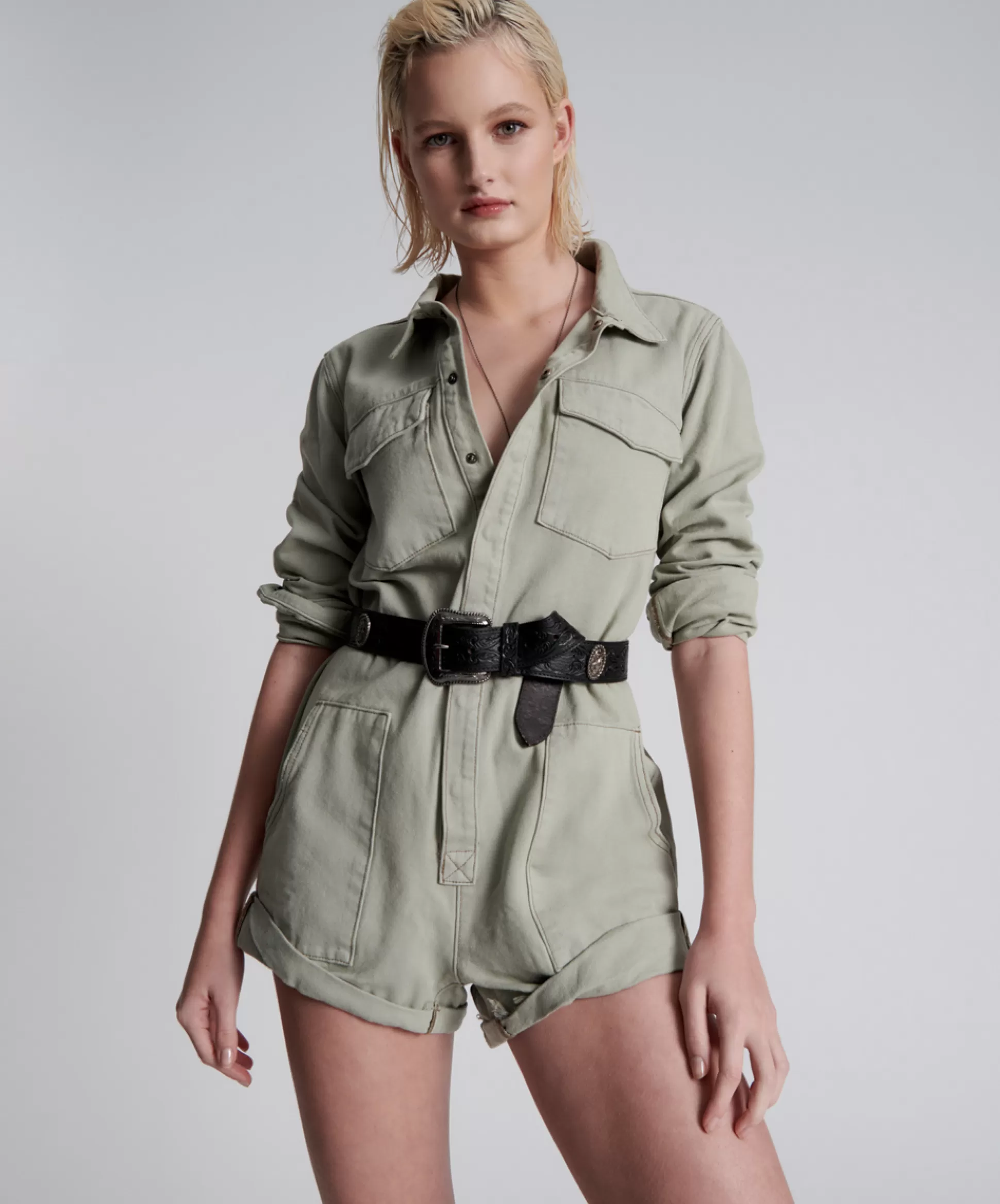 Flash Sale ONE TEASPOON Faded Khaki Canvas Prophecy Jumpsuit