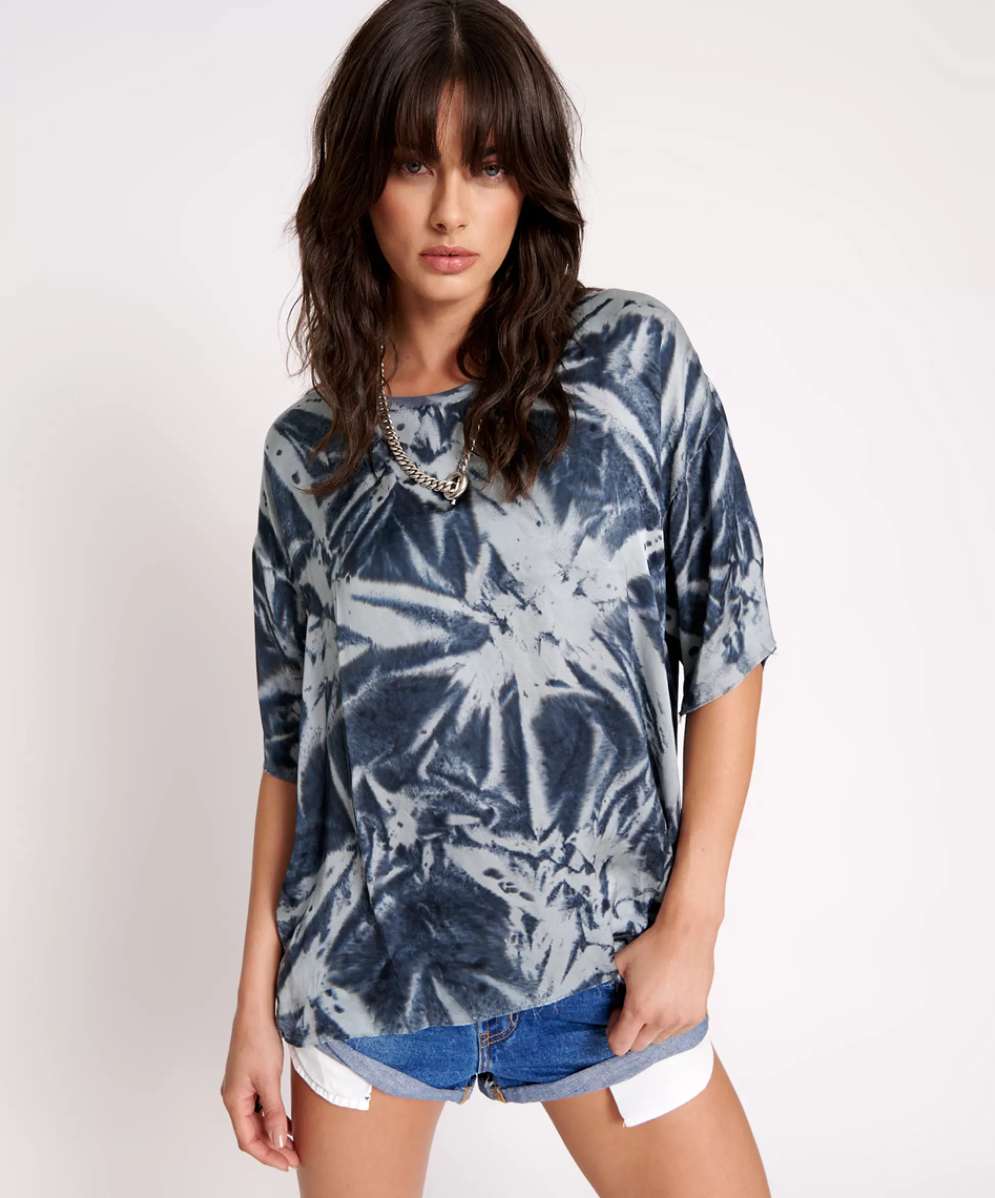 Cheap ONE TEASPOON Fire Flies Oversized Satin Tee