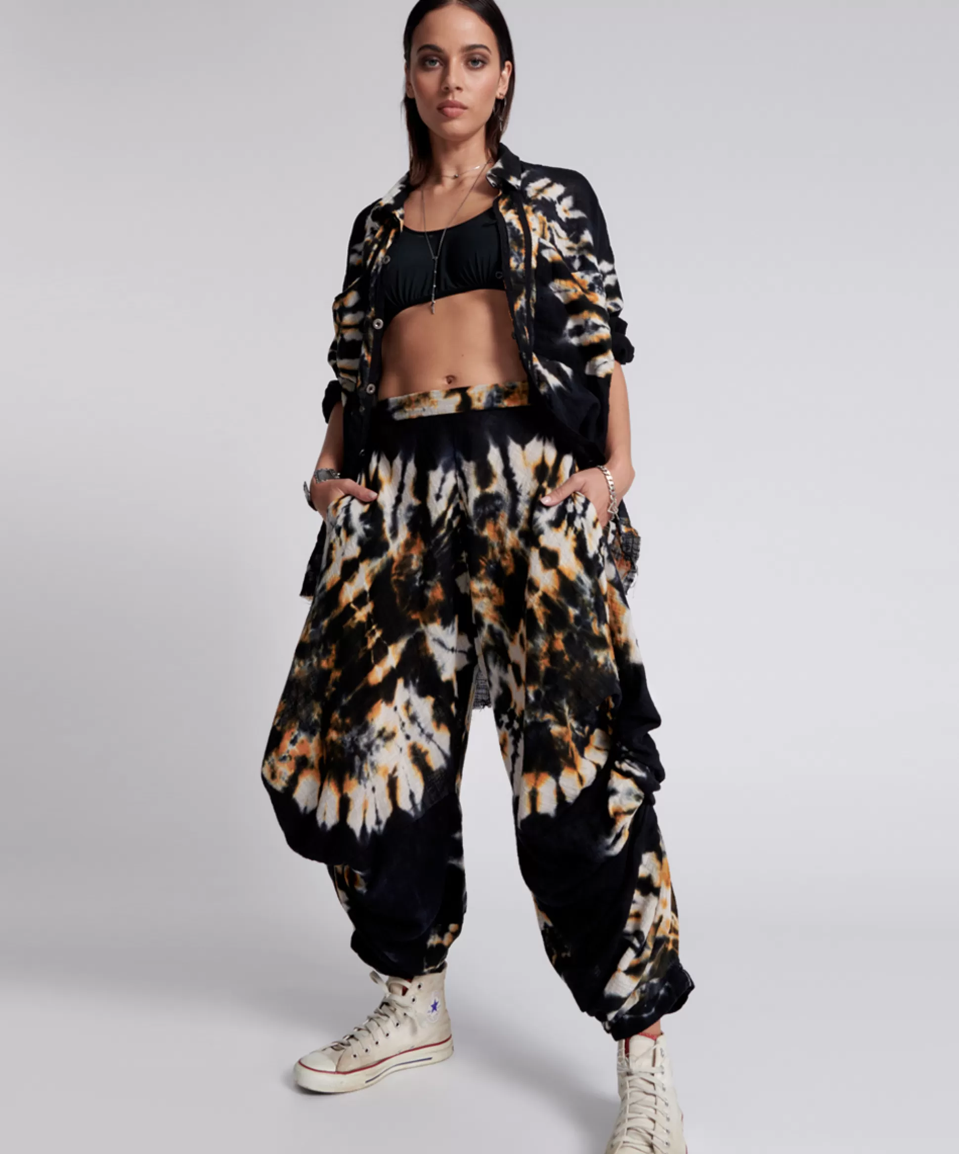 Sale ONE TEASPOON Hand Printed Storm Flower Pants