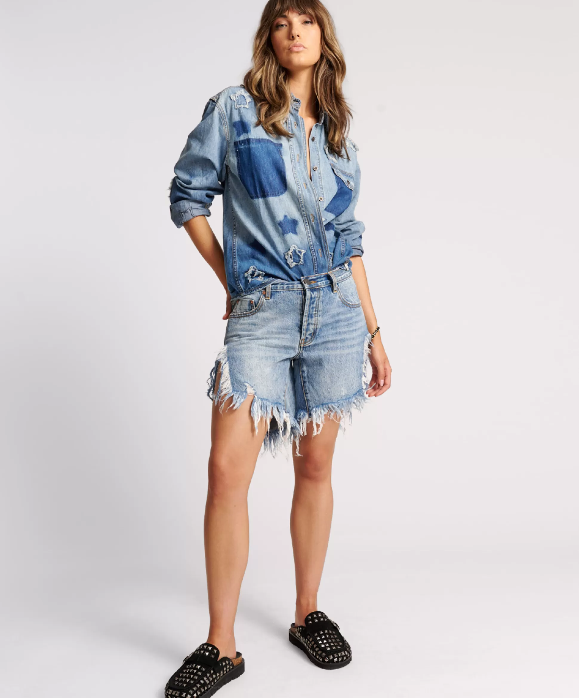 Discount ONE TEASPOON Hollywood Frankies Long Length Denim Short