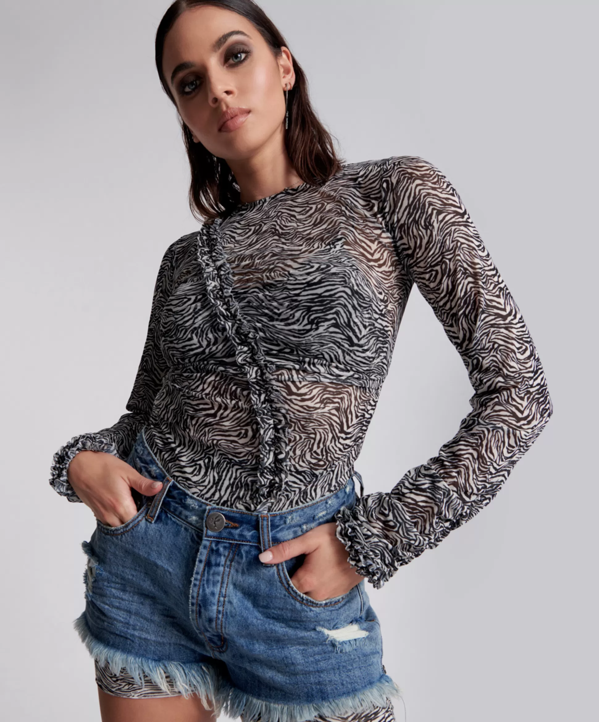 Best Sale ONE TEASPOON Interference Ruffle Party Longsleeve Top