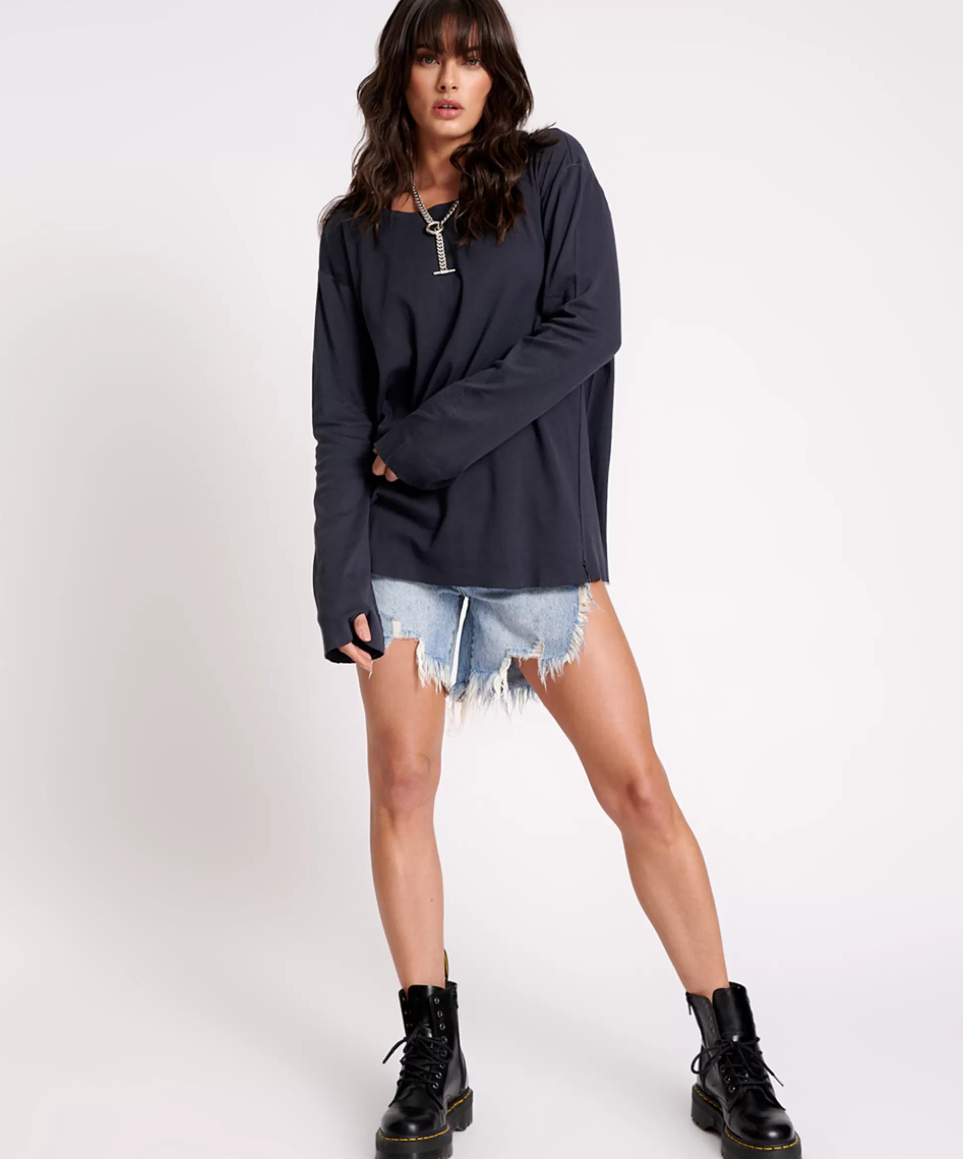 Hot ONE TEASPOON Jagger Boyfriend Long Sleeve Tee