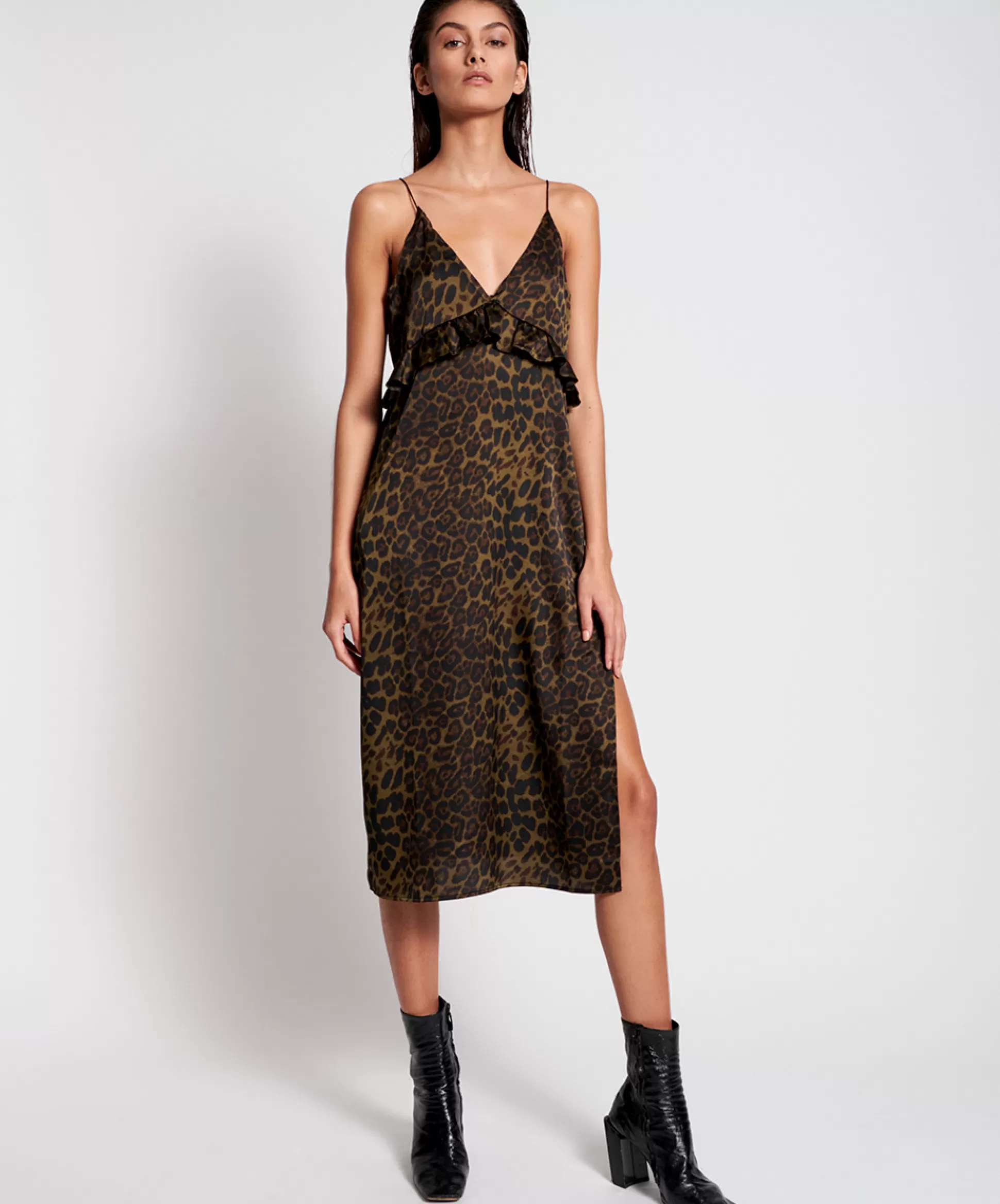 Discount ONE TEASPOON Khaki Leopard Long Slip Dress