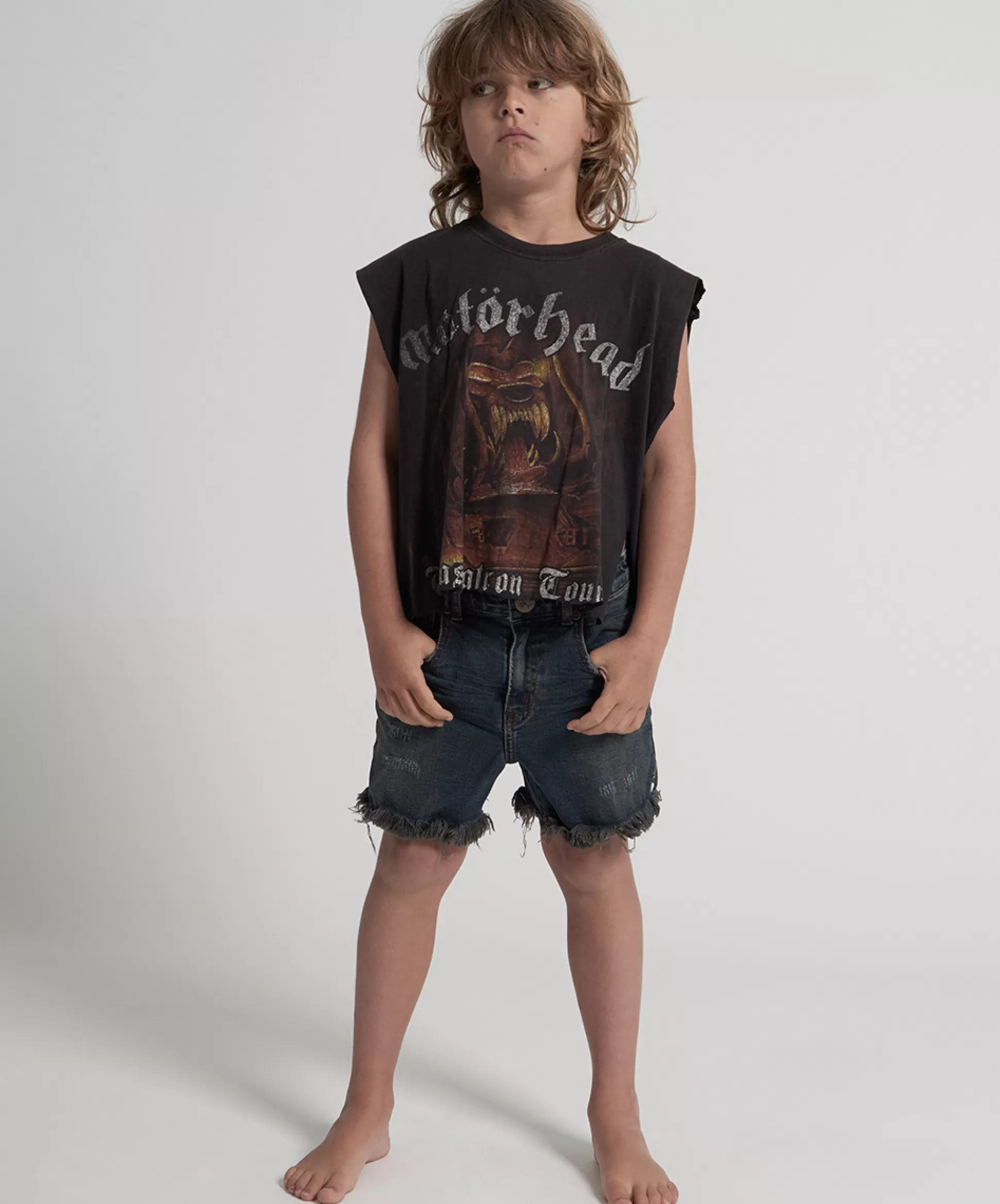 Best Sale ONE TEASPOON Kids Blk Indigo Mr Relaxed Straight Leg Short