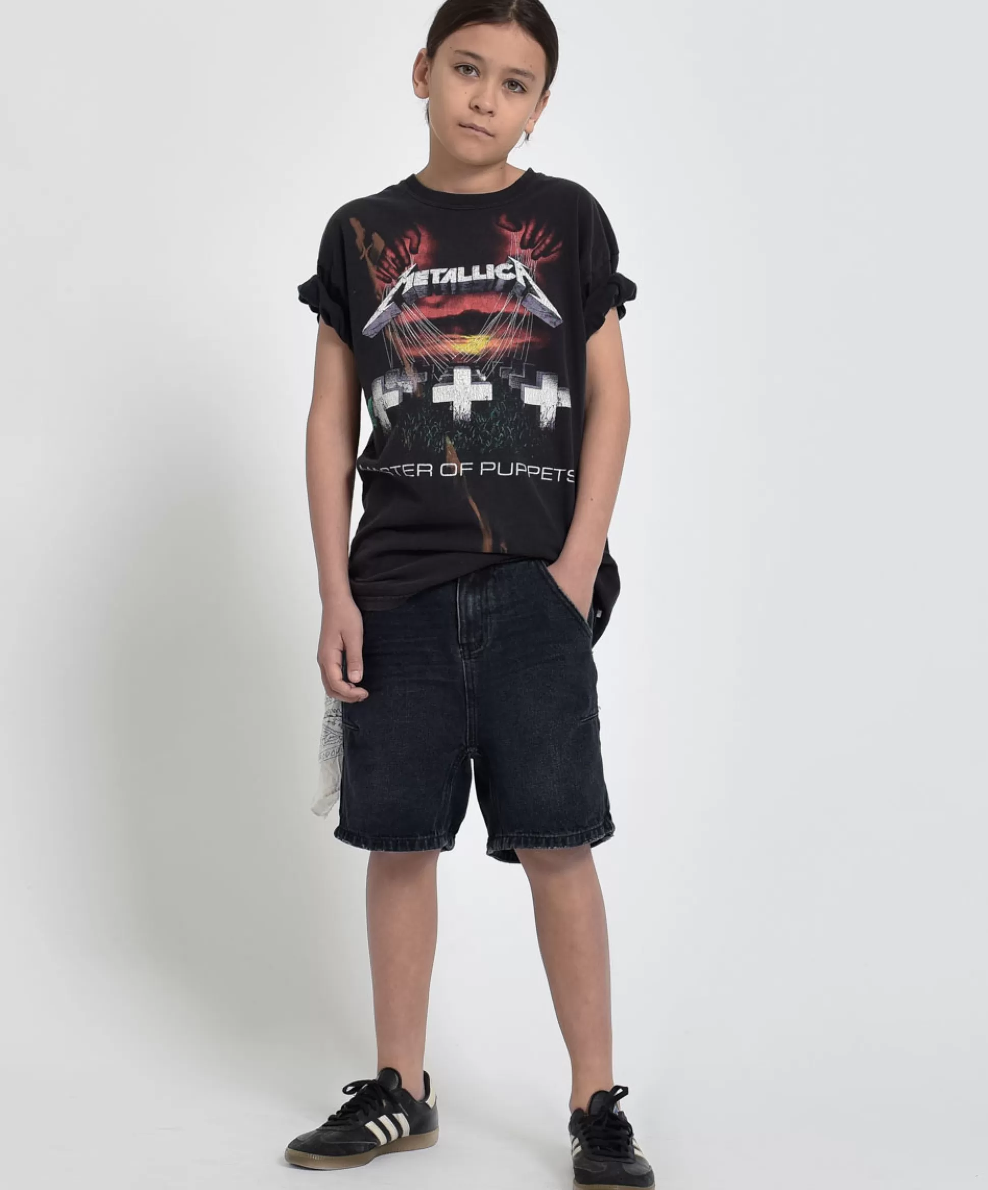 Sale ONE TEASPOON Kids Fox Black Mr Blondes Loose Fit Short