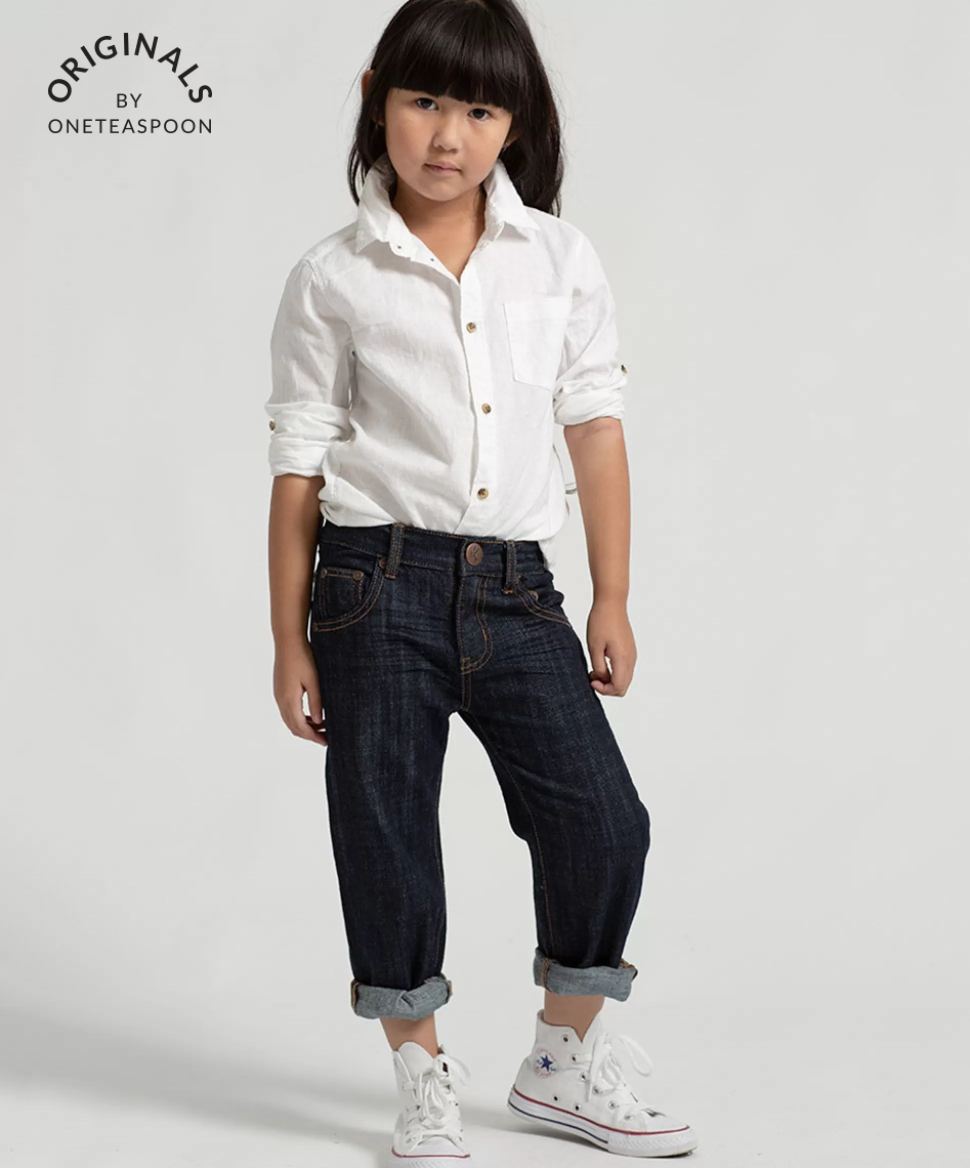 Fashion ONE TEASPOON Kids Raw Indigo Bandits Relaxed Jeans