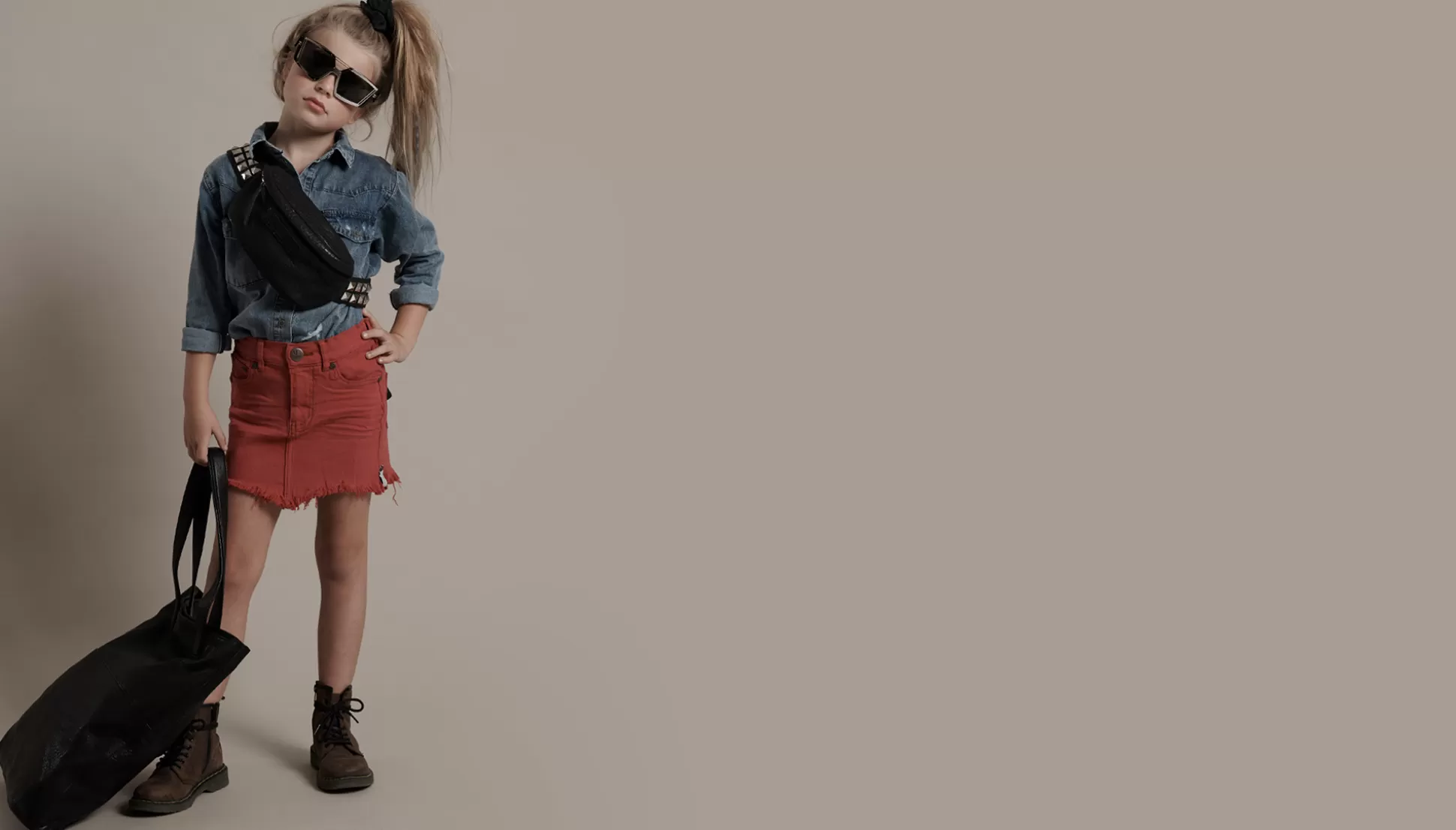 Discount ONE TEASPOON Kids Viona Red 2020 High Waist Denim Skirt