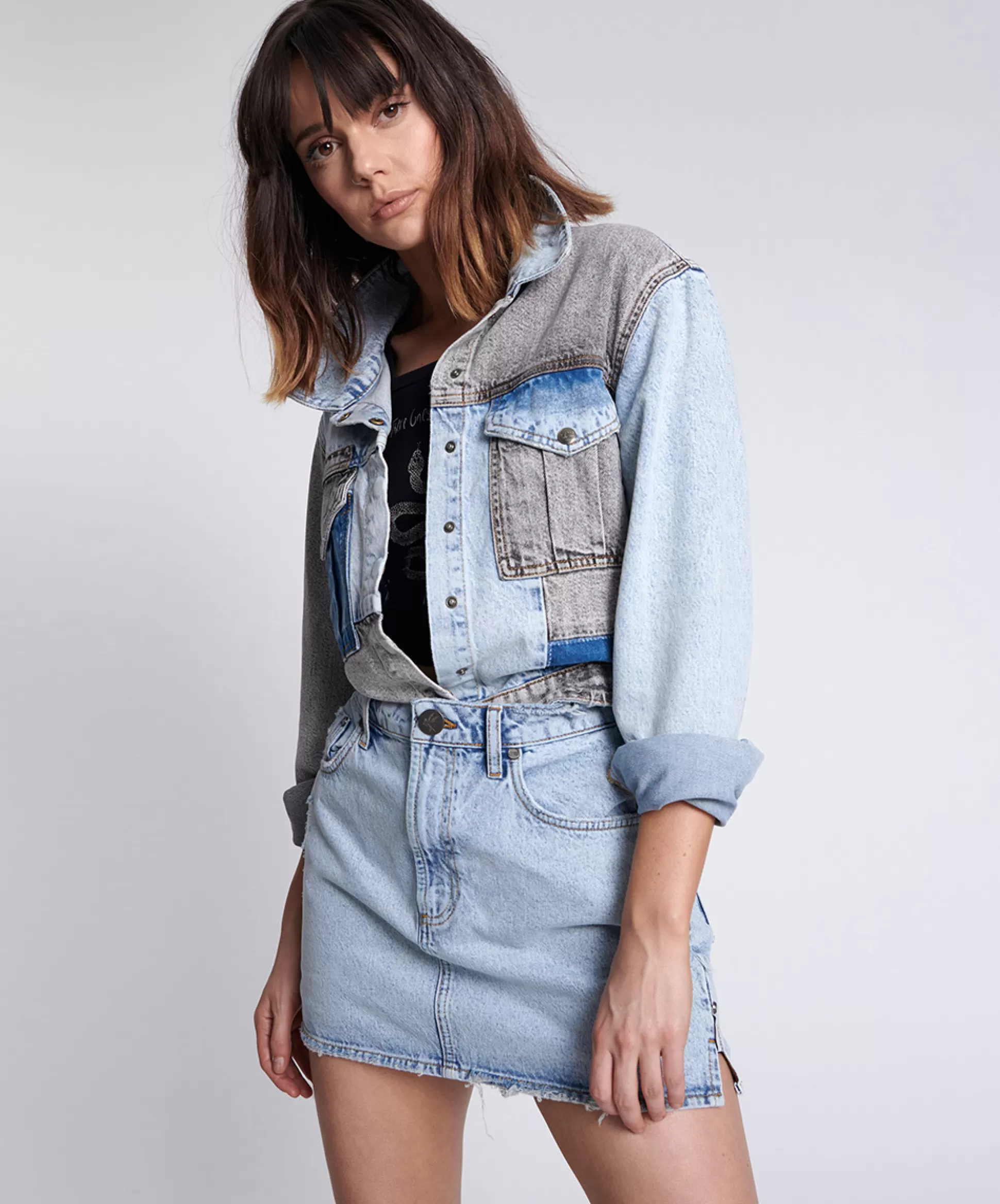 Store ONE TEASPOON Motley Mini Trucker Denim Jacket