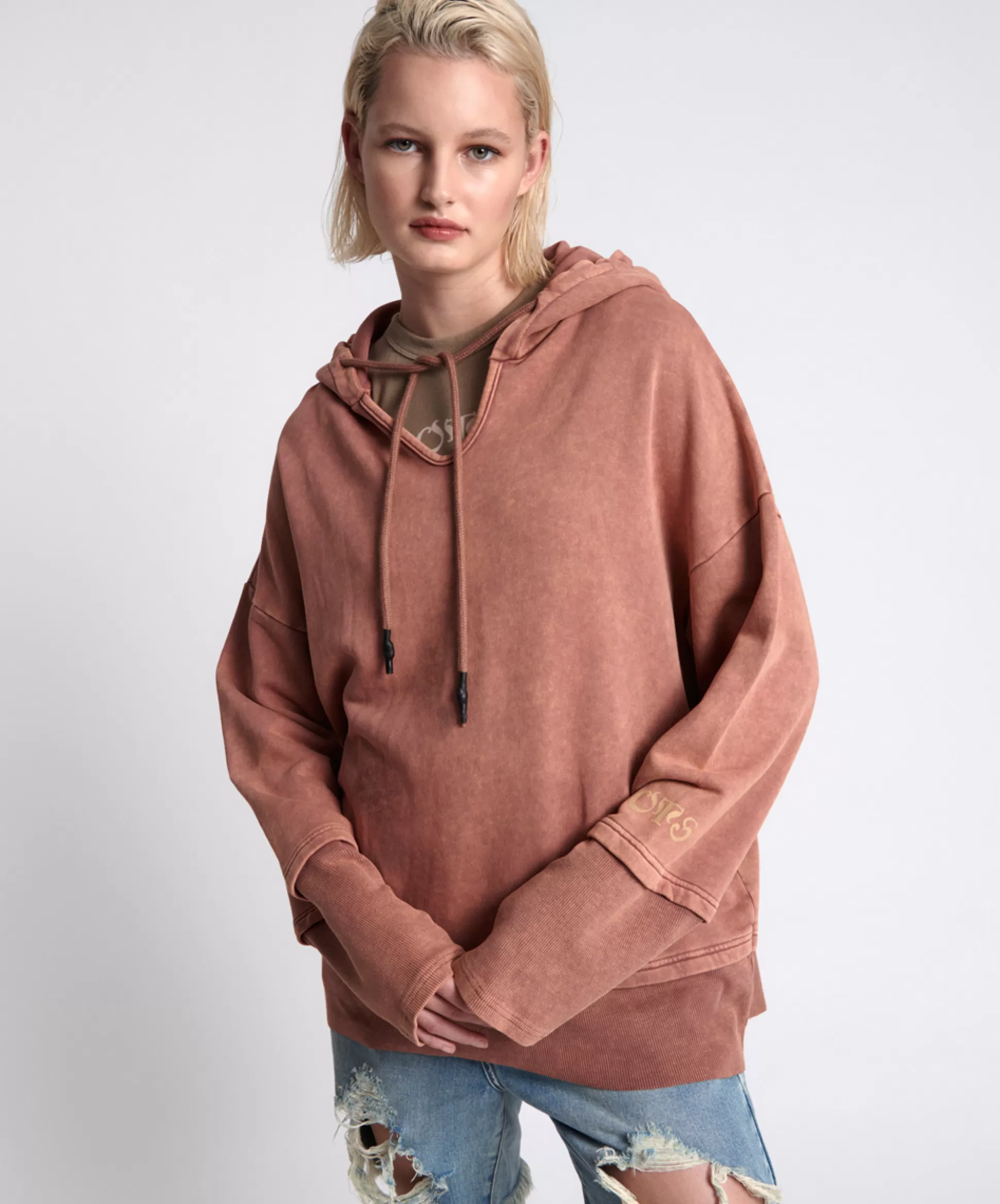 New ONE TEASPOON Ots Clay Oversized Warm Up Hoody