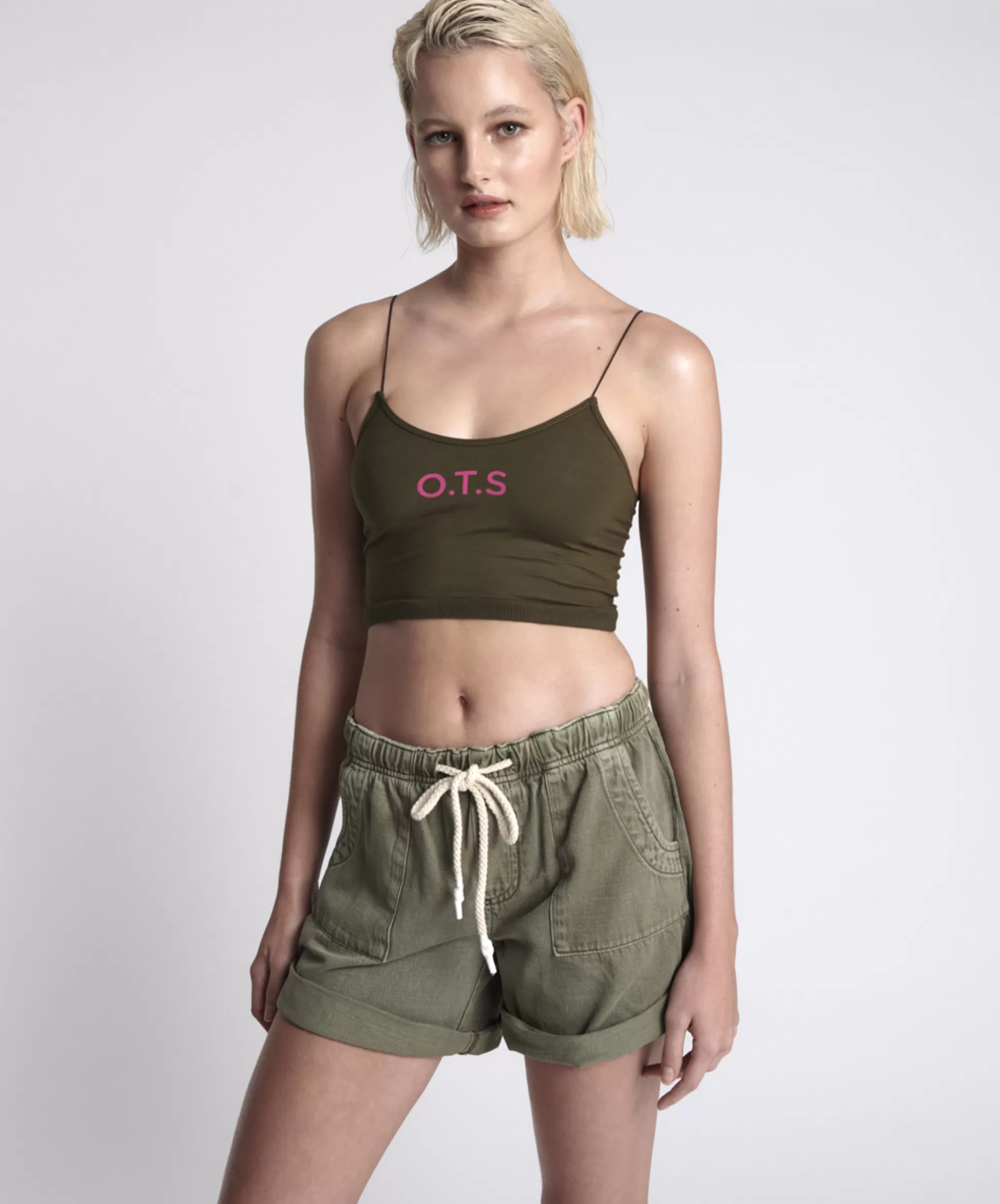 Sale ONE TEASPOON Ots Dark Khaki Boxer Crop