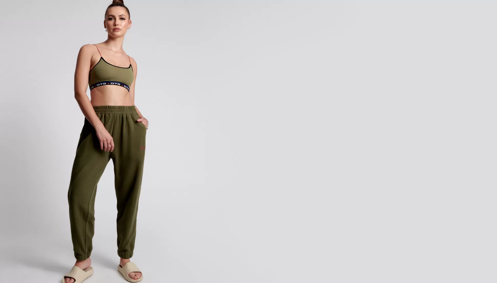 Outlet ONE TEASPOON Ots Khaki Boxer Crop Bralette