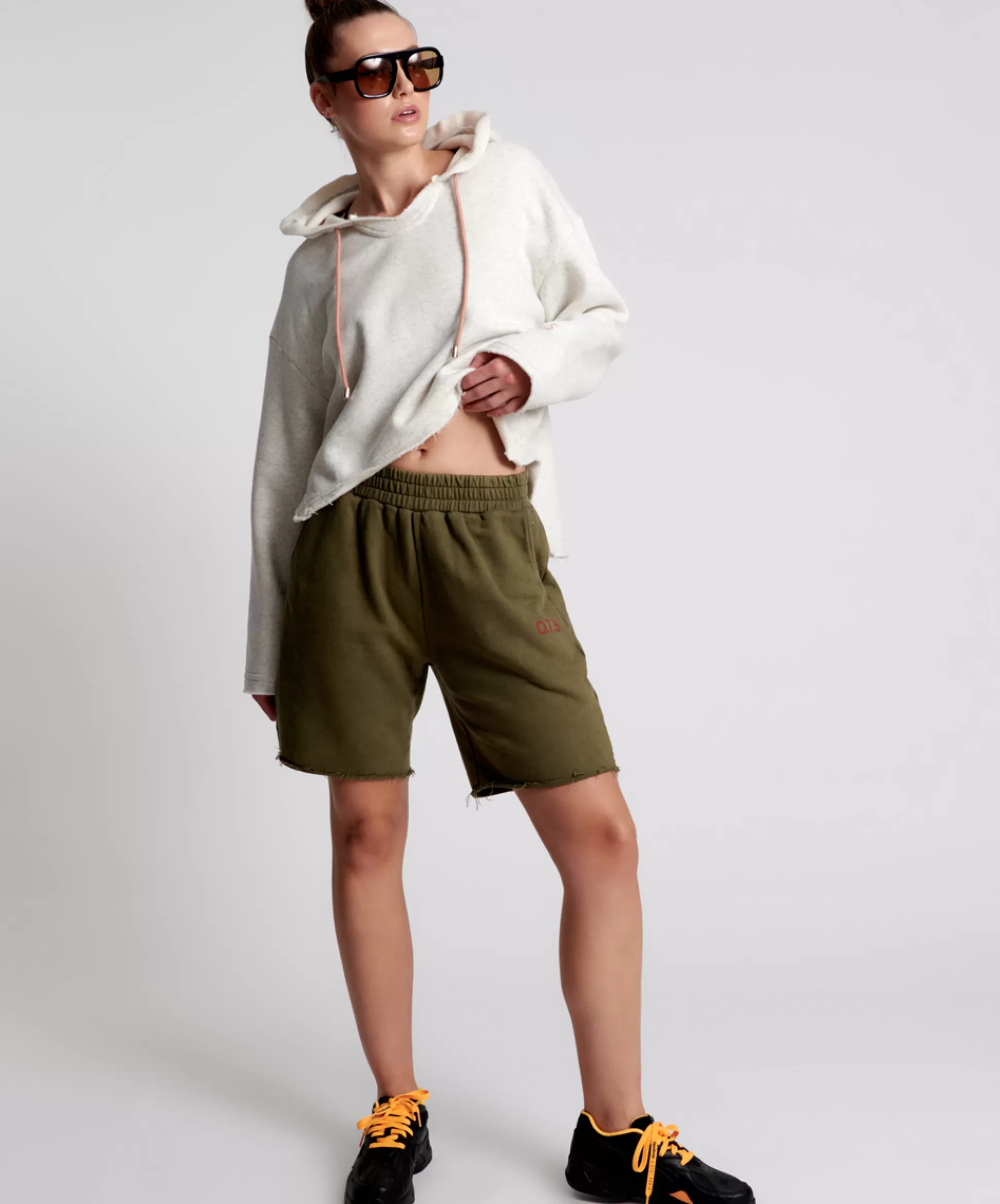 Shop ONE TEASPOON Ots Khaki High Waist Kick Shorts