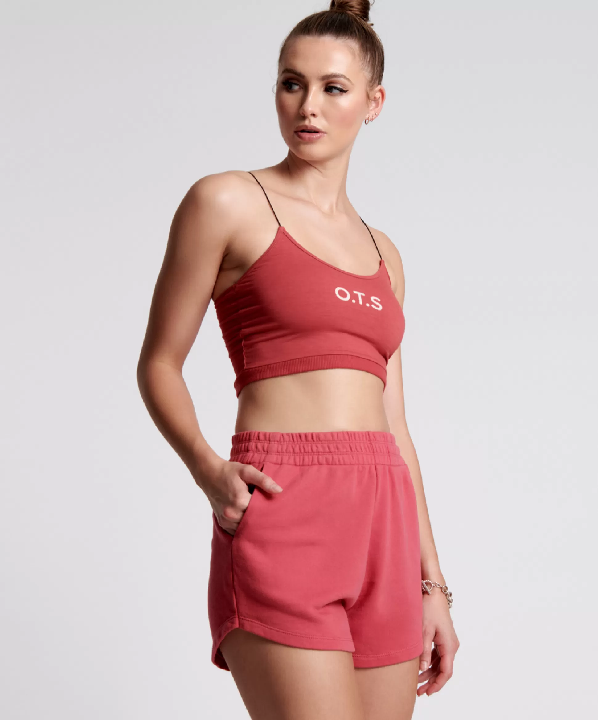 Store ONE TEASPOON Ots Pink Boxer Crop Bralette