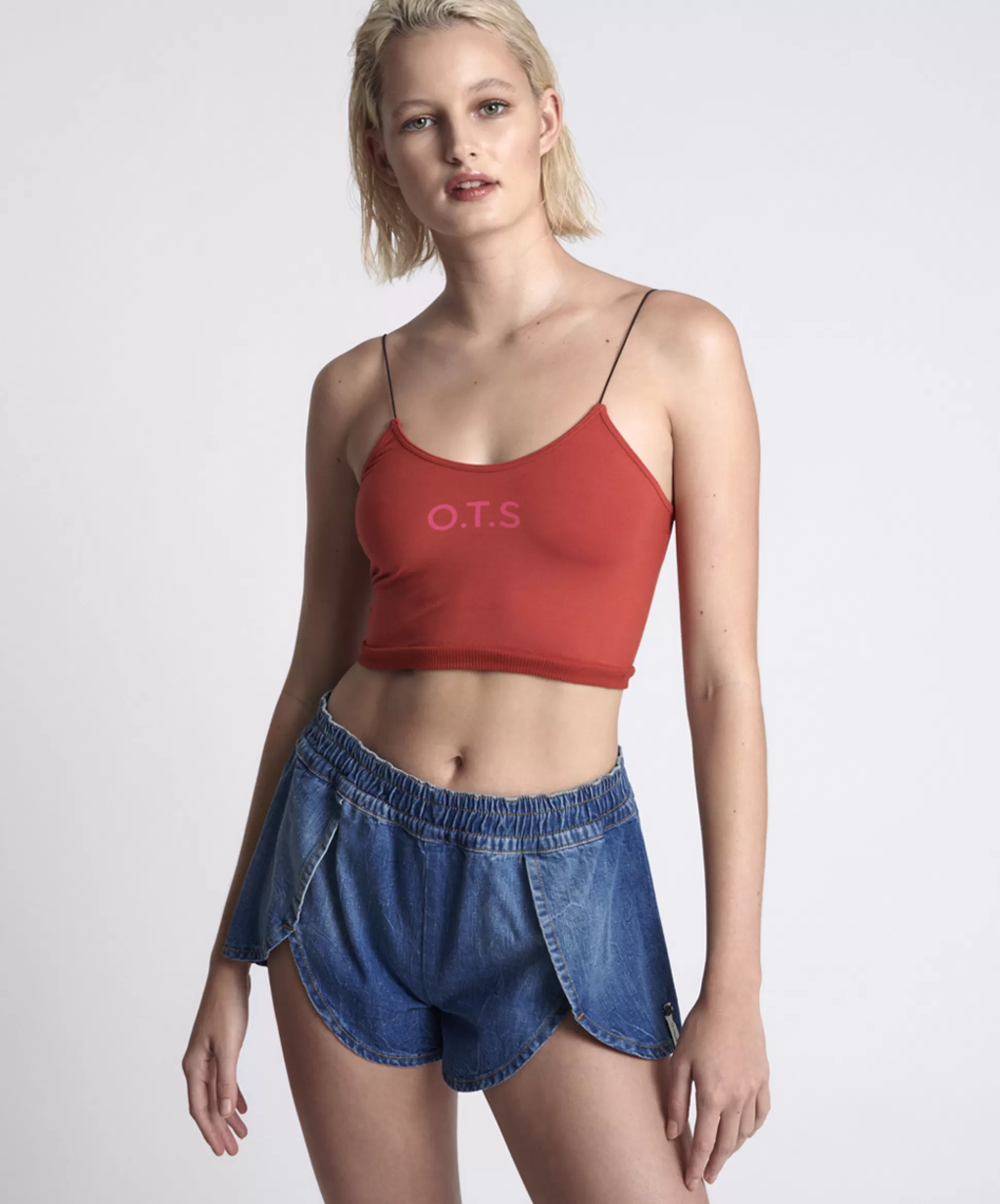 Hot ONE TEASPOON Ots Tomato String Back Boxer Crop