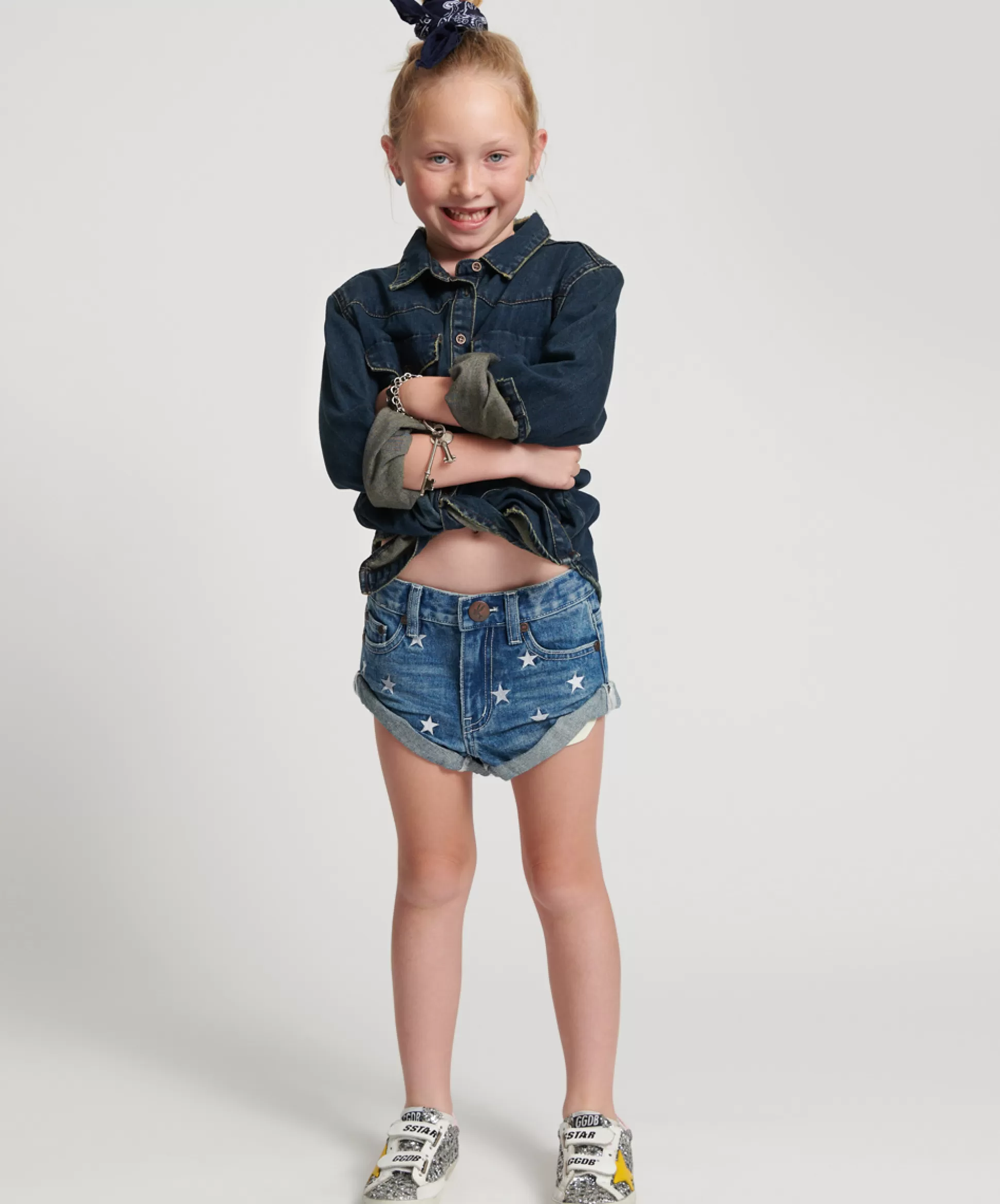 Hot ONE TEASPOON Pacifica Star Kids Bandit Denim Short