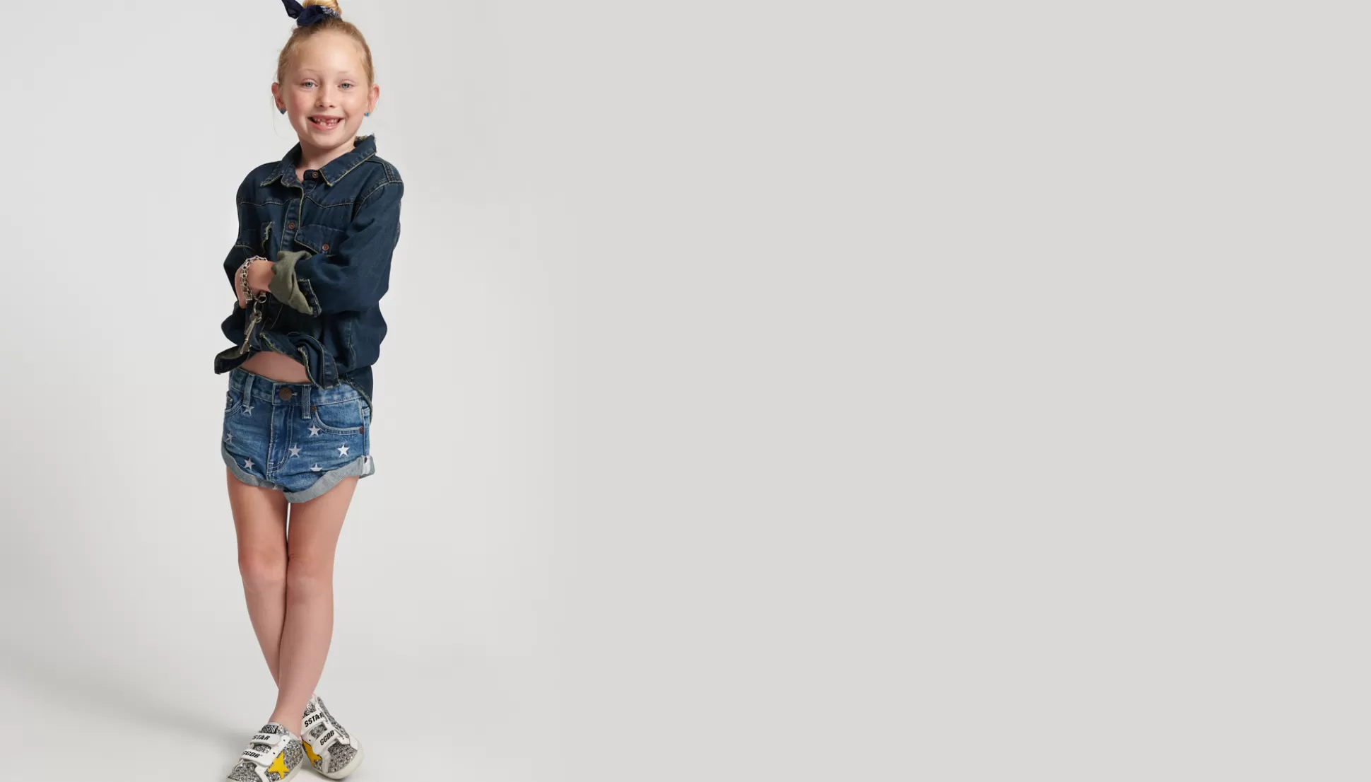 Hot ONE TEASPOON Pacifica Star Kids Bandit Denim Short