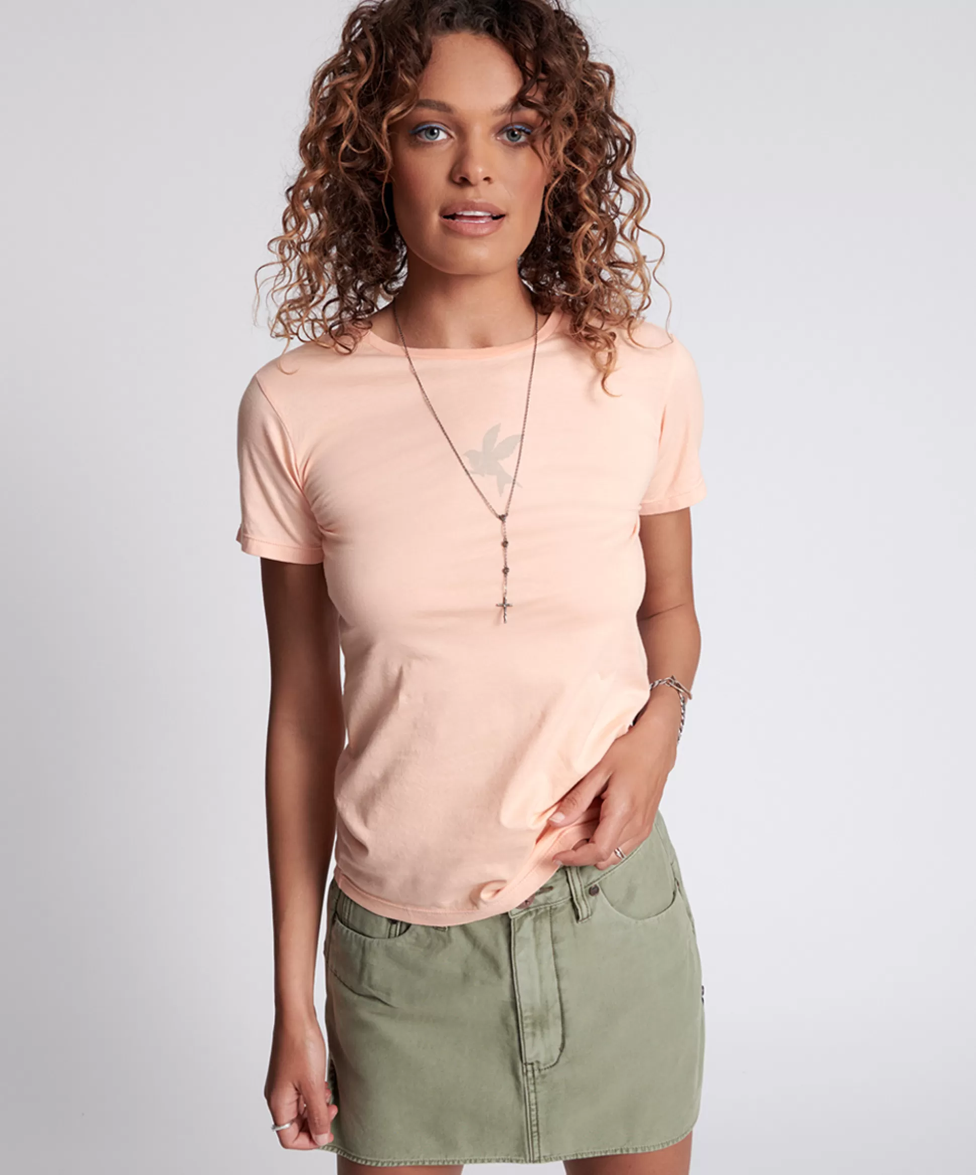 Shop ONE TEASPOON Pink Sand Bower Bird Organic Fitted Tee