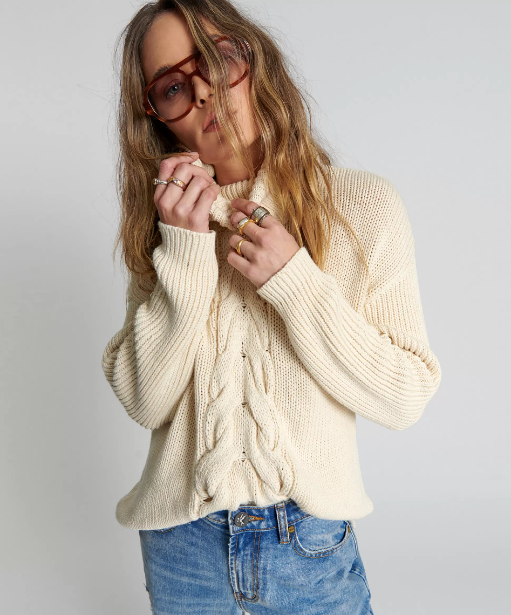 Online ONE TEASPOON Poison Cable Knit Sweater