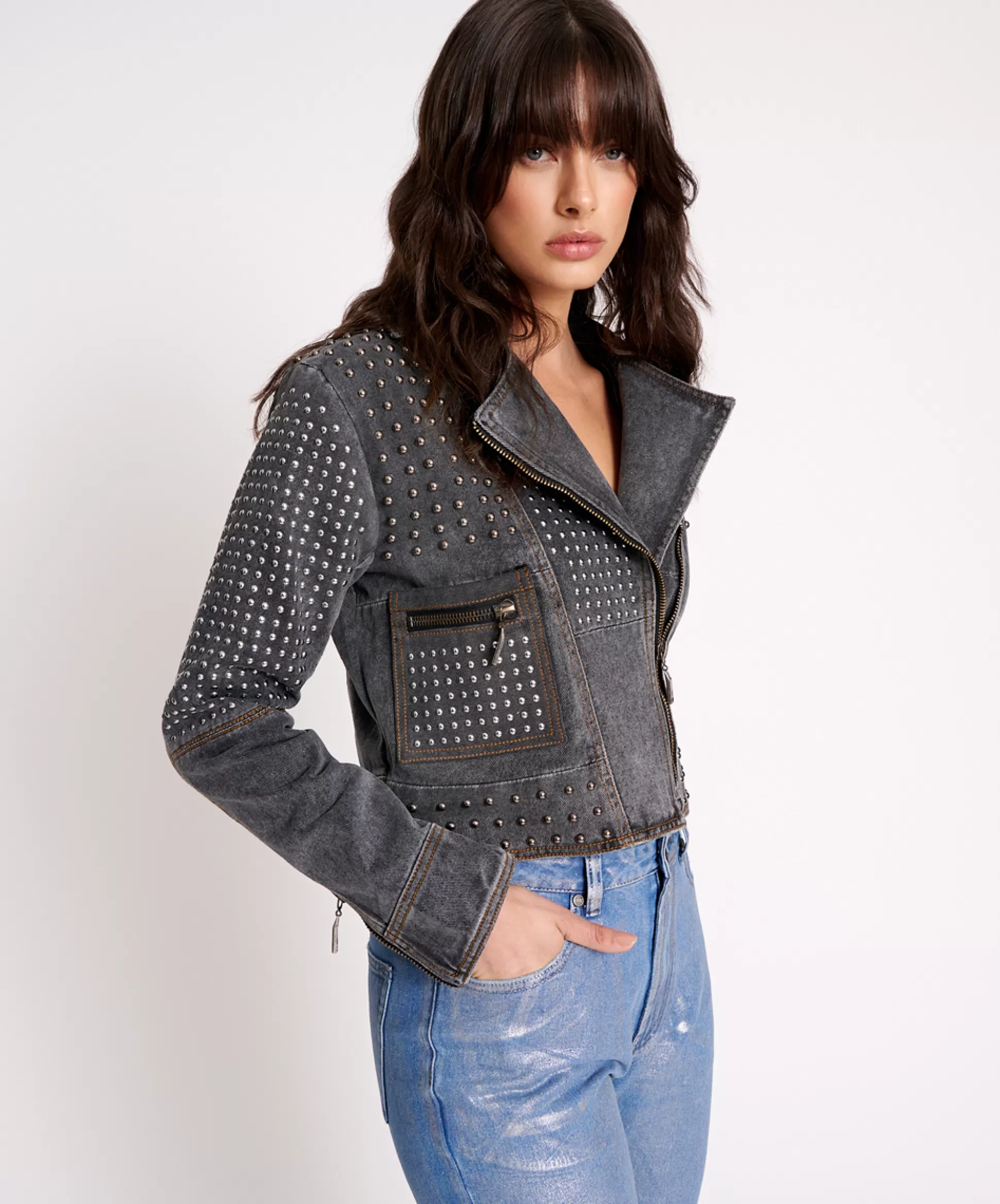 Discount ONE TEASPOON Rebel Rebel Studded Denim Jacket