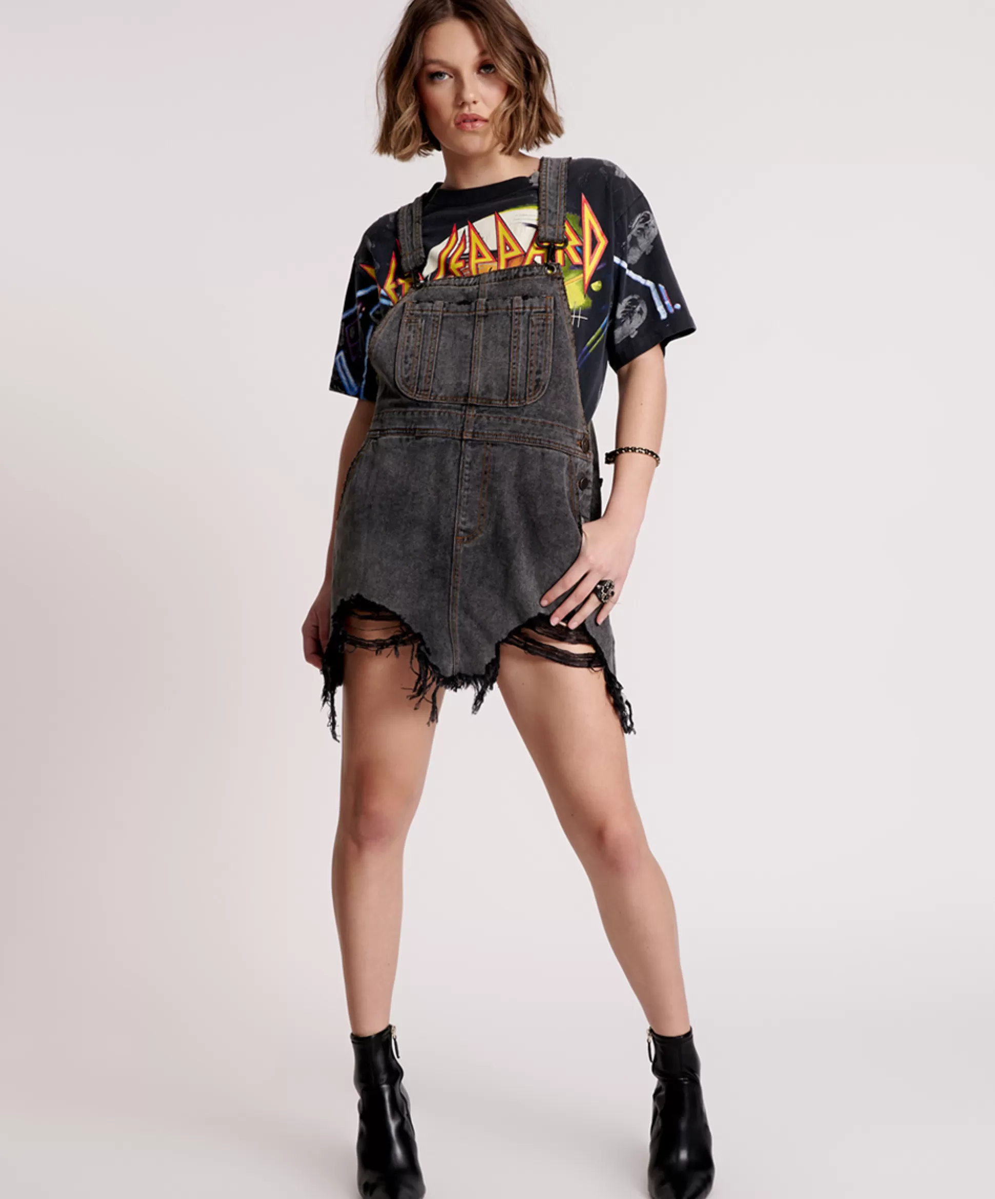 Discount ONE TEASPOON Recycled Black Stanton St Denim Pini Dress