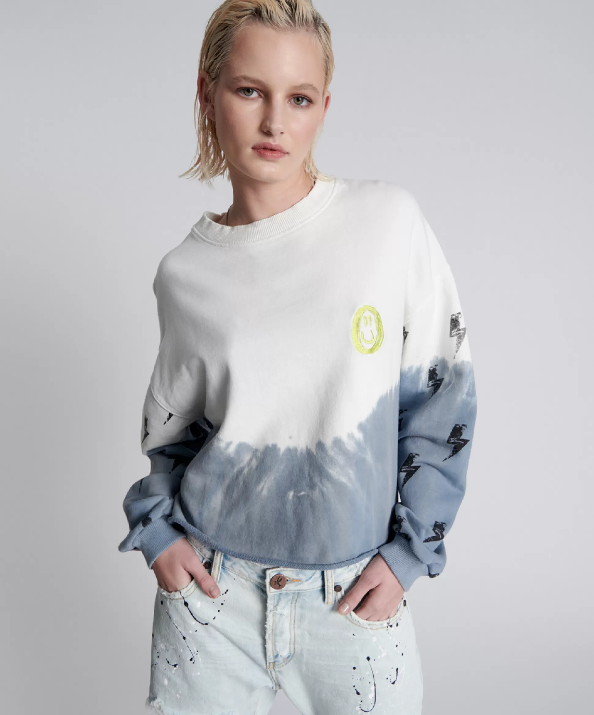 New ONE TEASPOON Smoke And Lightning Cropped Sweater