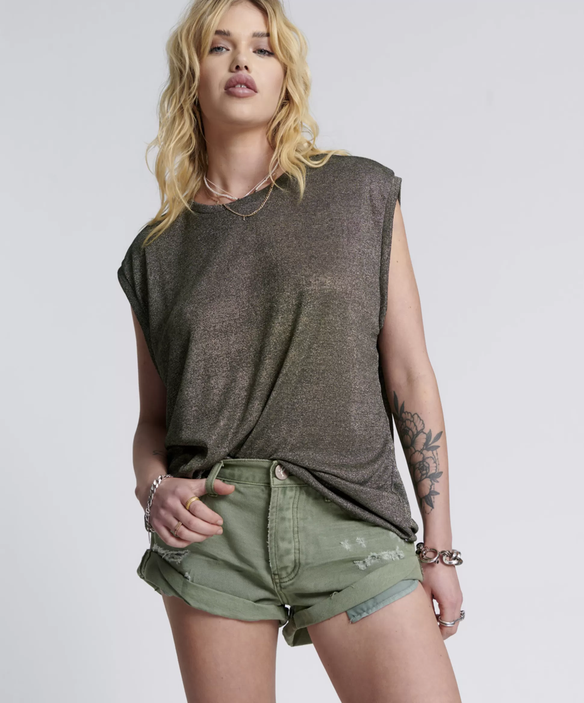 Flash Sale ONE TEASPOON Super Khaki Bandit Low Waist Denim Short