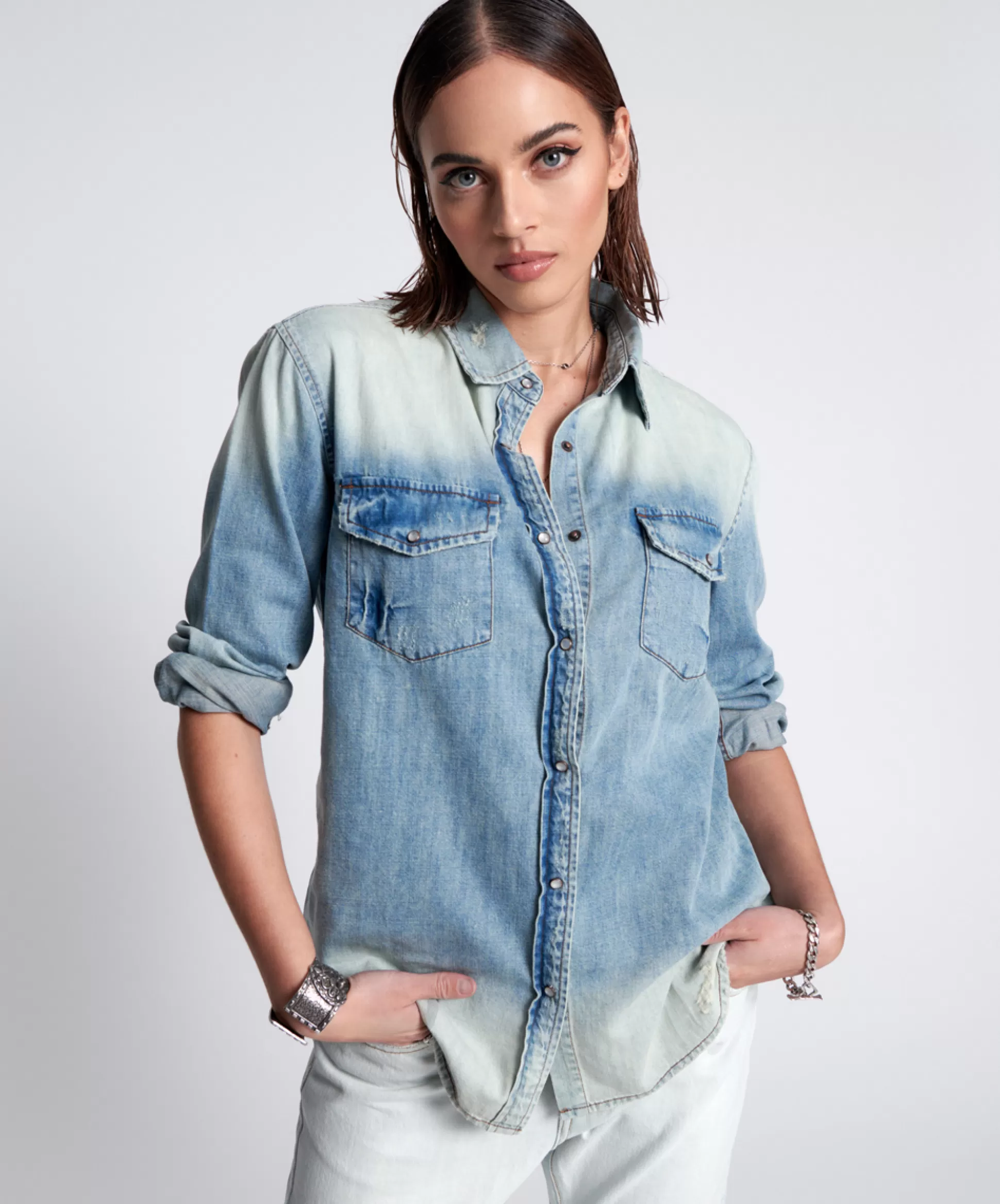 Outlet ONE TEASPOON Twisted Tattoo Denim Shirt